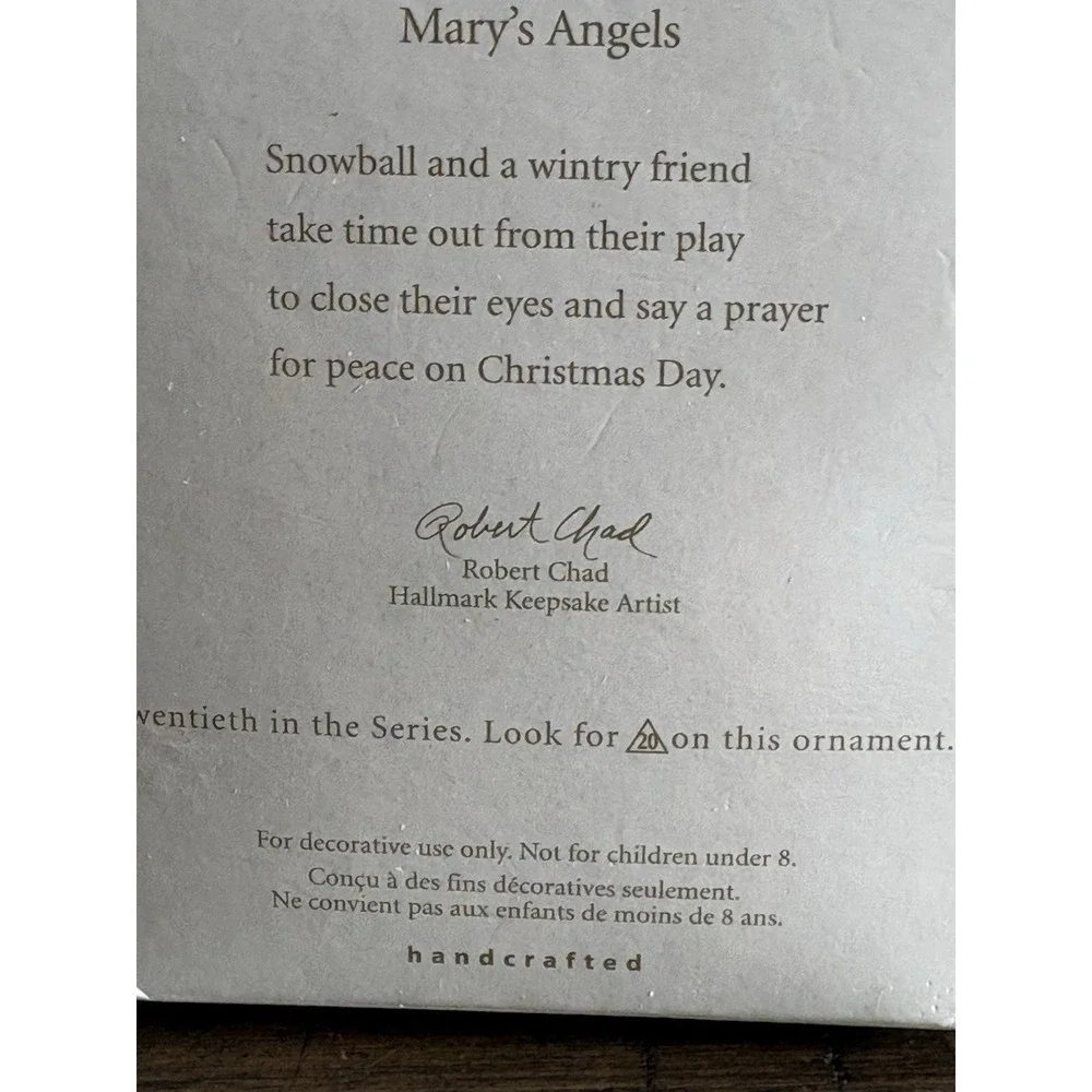 2007 Hallmark Keepsake Series SNOWBALL Mary's Angels #20 Signed Ornament‎ W Box
